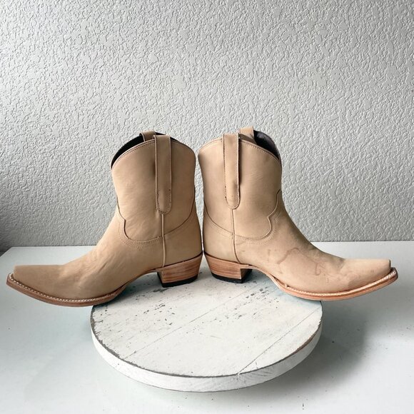 Lane EMMA JANE Womens Cowboy Bootie 8.5 Bone Suede Western Cowgirl Ankle Boots - Picture 9 of 13